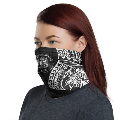 Niue Neck Gaiter - Polynesian Pattern White