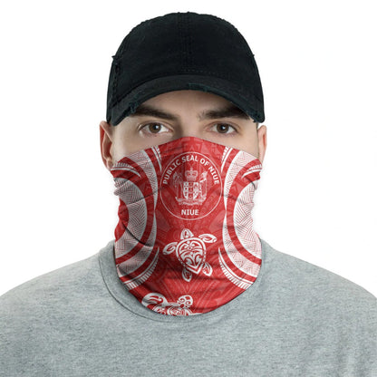 Niue Neck Gaiter - Turtle Tentacle White Red