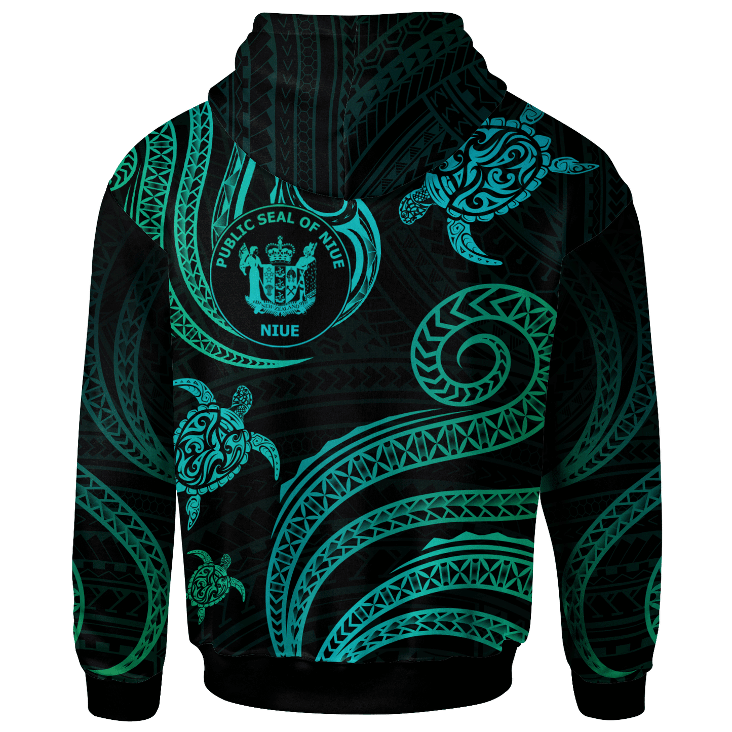 Niue Personalised Custom Hoodie - Polynesian Turtle With Pattern