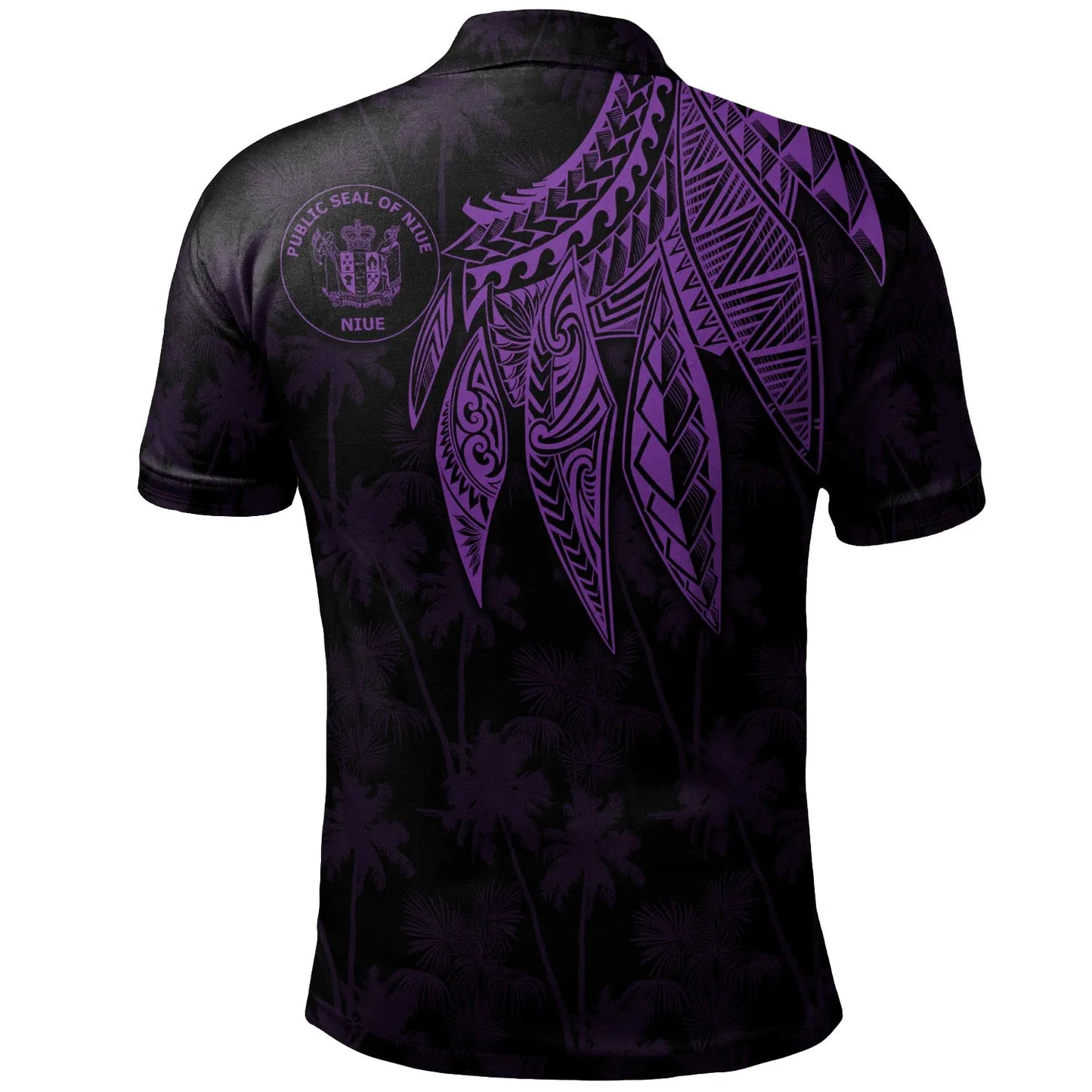 Niue Personalised Polo - Polynesian Wings (Purple)