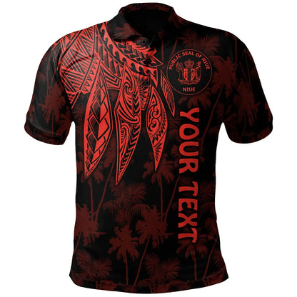 Niue Personalised Polo - Polynesian Wings (Red)
