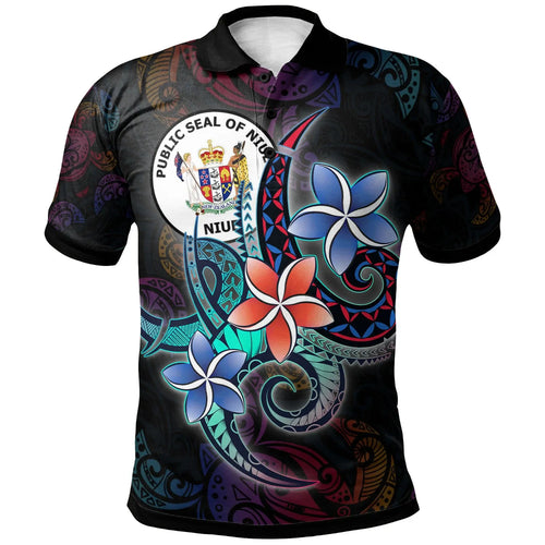 Niue Polo Shirt - Plumeria Flowers Style