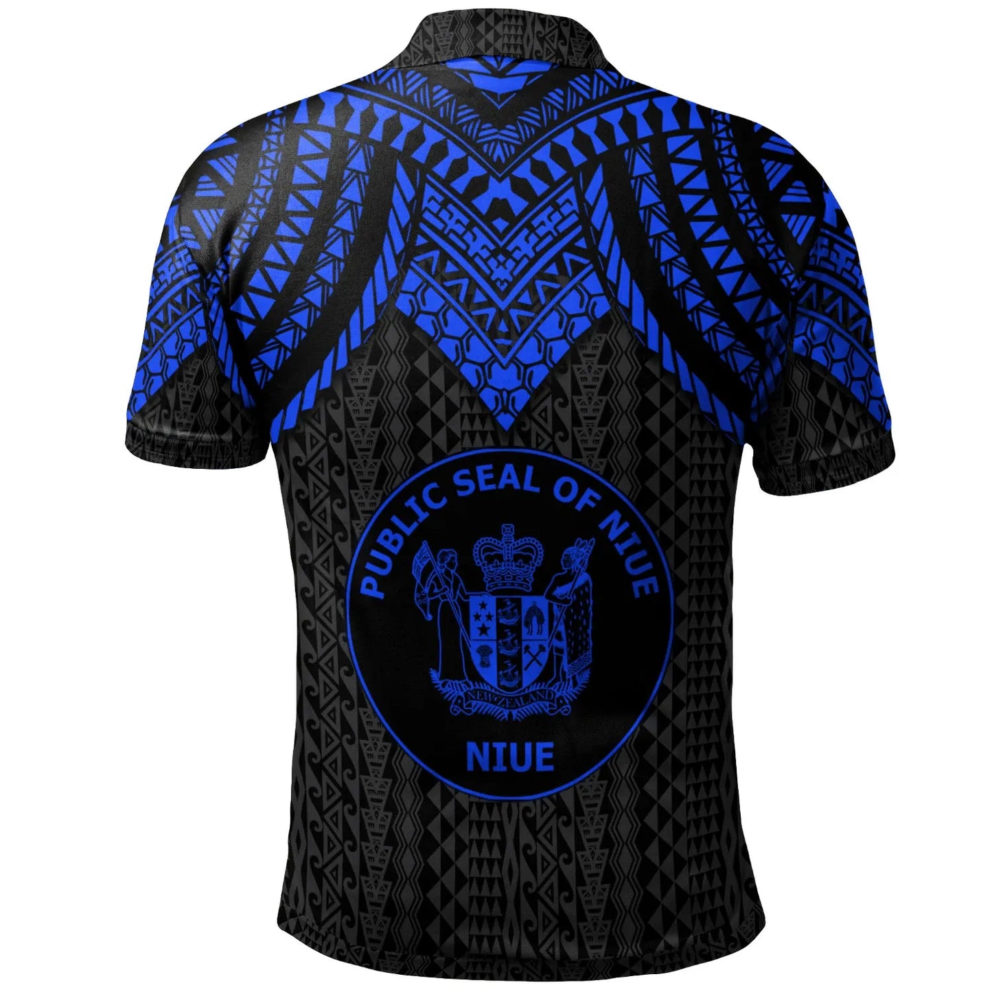Niue Polo Shirt - Polynesian Armor Style Blue