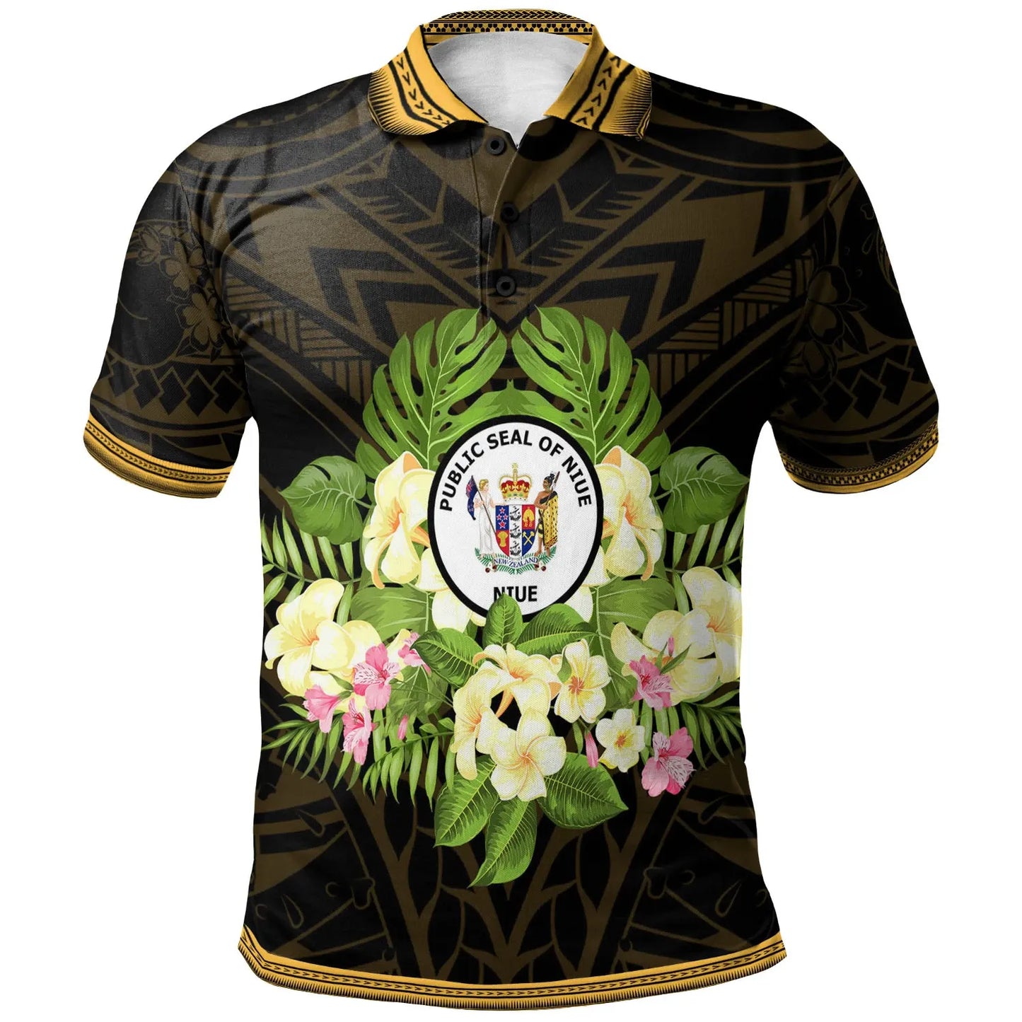 Niue Polo Shirt - Polynesian Gold Patterns Collection