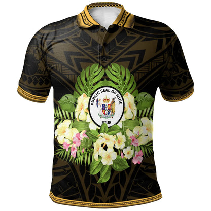 Niue Polo Shirt - Polynesian Gold Patterns Collection