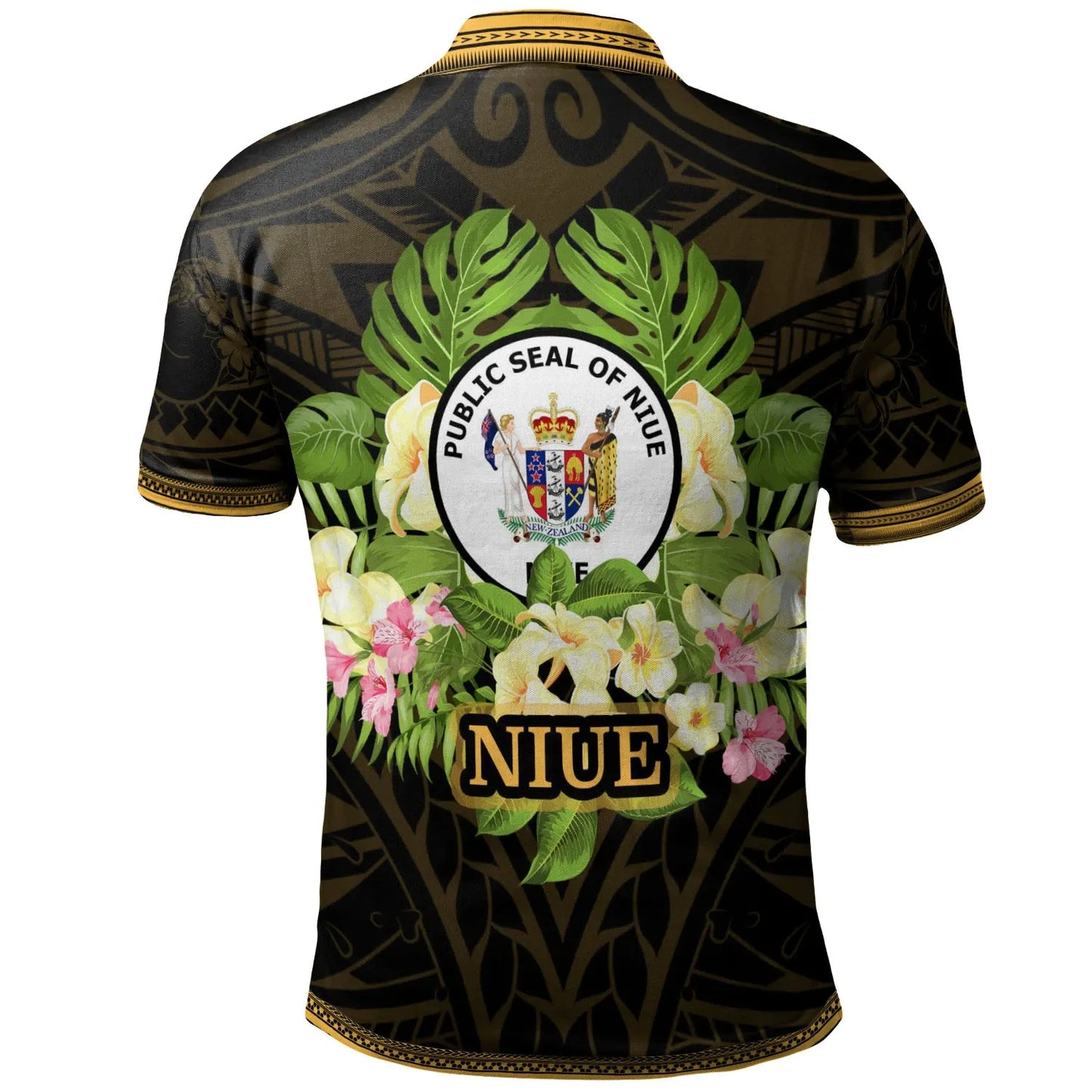 Niue Polo Shirt - Polynesian Gold Patterns Collection