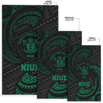 Niue Polynesian Area Rug - Green Tribal Wave