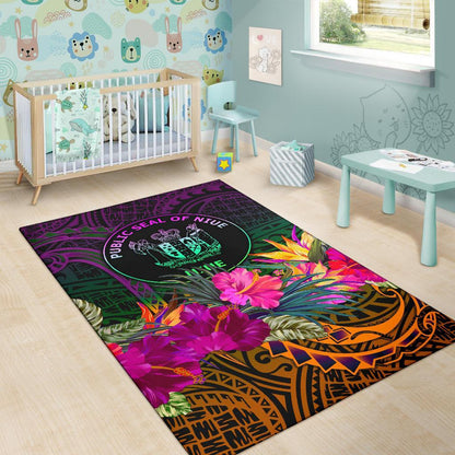 Niue Polynesian Area Rug - Summer Hibiscus