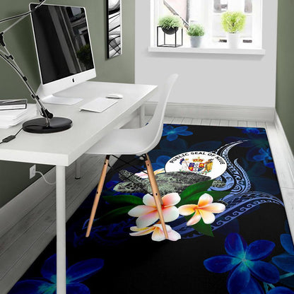 Niue Polynesian Area Rug - Turtle With Plumeria Flowers