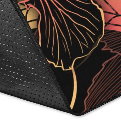 Niue Polynesian Area Rugs - Turtle With Blooming Hibiscus Gold