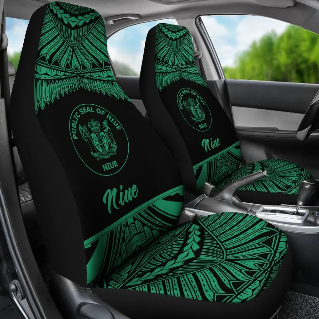 Niue Polynesian Car Seat Covers - Pride Green Version