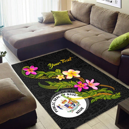 Niue Polynesian Custom Personalised Area Rug - Plumeria Tribal