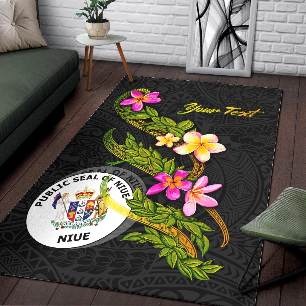 Niue Polynesian Custom Personalised Area Rug - Plumeria Tribal