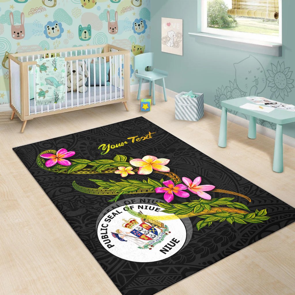 Niue Polynesian Custom Personalised Area Rug - Plumeria Tribal
