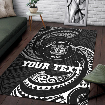 Niue Polynesian Custom Personalised Area Rug - White Tribal Wave