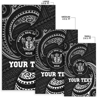 Niue Polynesian Custom Personalised Area Rug - White Tribal Wave