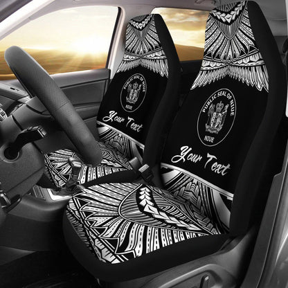 Niue Polynesian Custom Personalised Car Seat Covers - Pride White Version