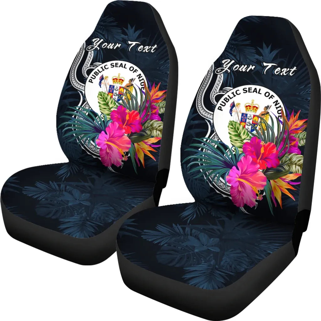Niue Polynesian Custom Personalised Car Seat Covers - Tropical Flower