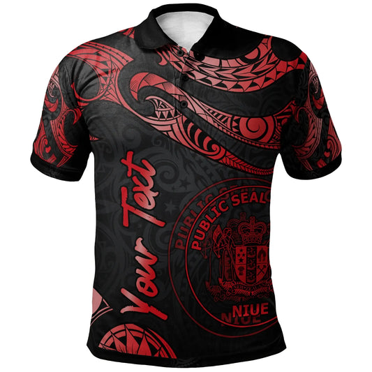 Niue Polynesian Custom Personalised Polo Shirt - Poly Tattoo Red Version