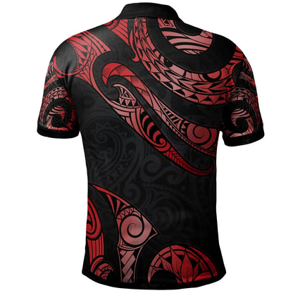 Niue Polynesian Custom Personalised Polo Shirt - Poly Tattoo Red Version