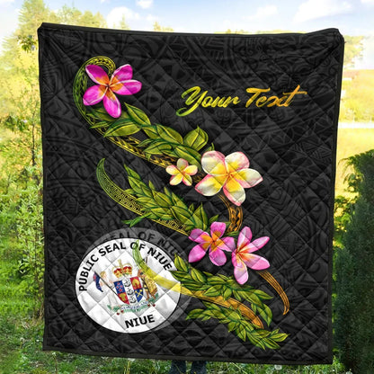 Niue Polynesian Custom Personalised Quilt - Plumeria Tribal