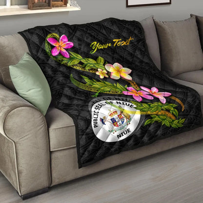Niue Polynesian Custom Personalised Quilt - Plumeria Tribal