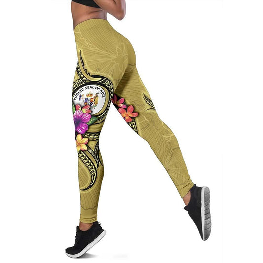 Niue Polynesian Legging - Floral With Seal Gold