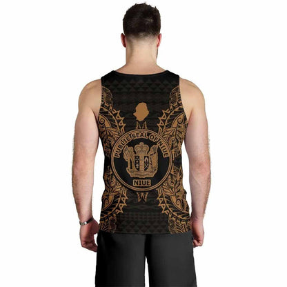 Niue Polynesian Men Tank Top Map Gold