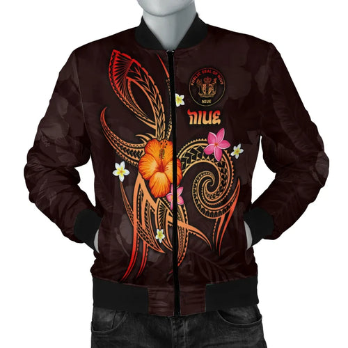 Niue Polynesian Bomber Jacket - Legend of Niue (Red)