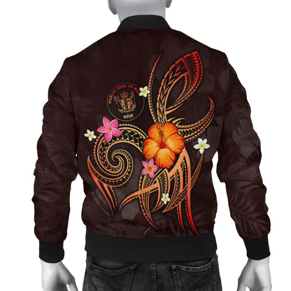 Niue Polynesian Bomber Jacket - Legend of Niue (Red)