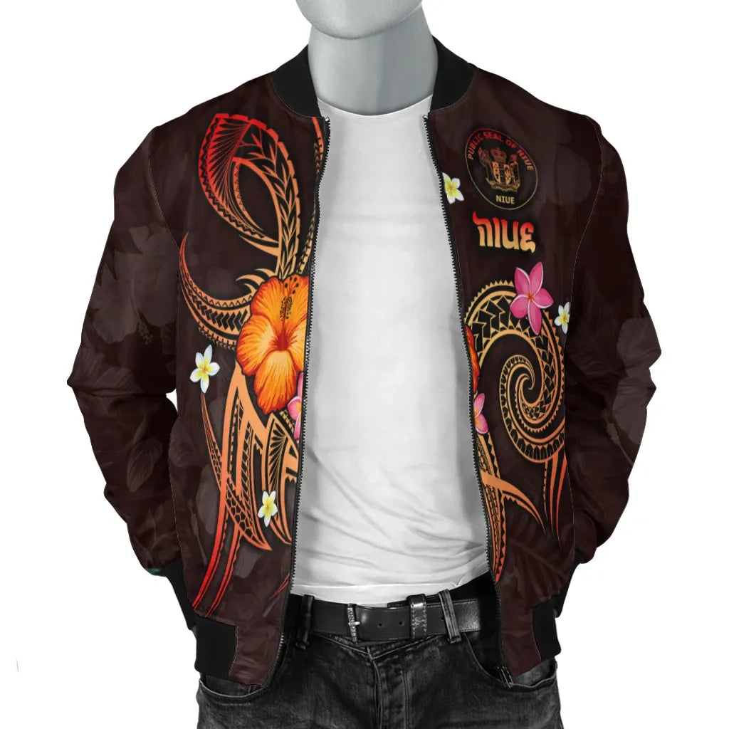 Niue Polynesian Bomber Jacket - Legend of Niue (Red)