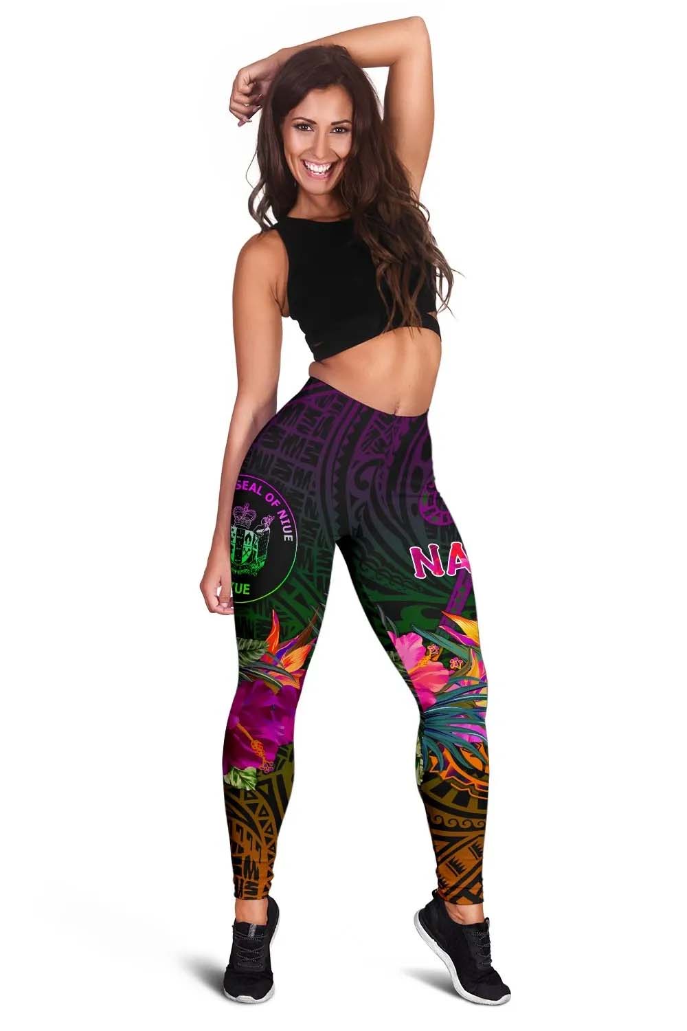 Niue Polynesian Personalised Legging - Summer Hibiscus