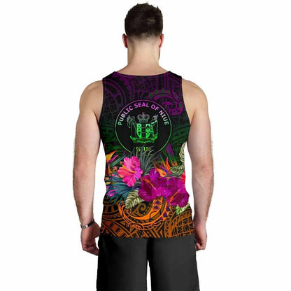 Niue Polynesian Personalised Men Tank Top - Summer Hibiscus