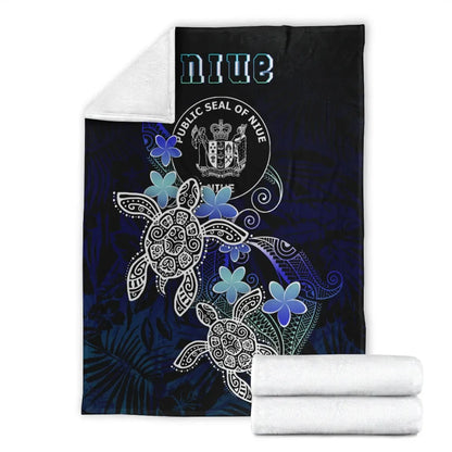 Niue Polynesian Premium Blanket - Blue Turtle Couple
