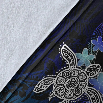 Niue Polynesian Premium Blanket - Blue Turtle Couple