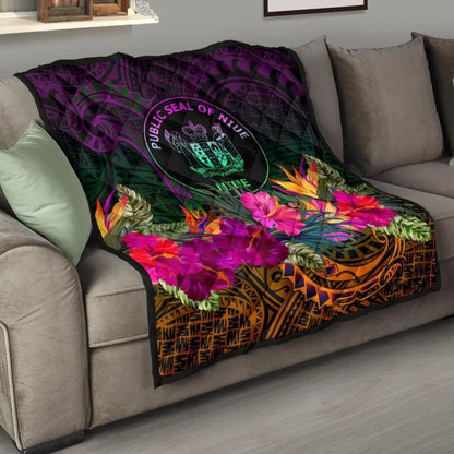 Niue Polynesian Premium Quilt - Summer Hibiscus