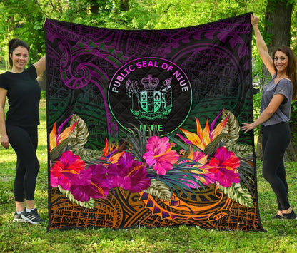 Niue Polynesian Premium Quilt - Summer Hibiscus