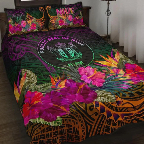 Niue Polynesian Quilt Bed Set - Summer Hibiscus
