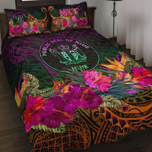 Niue Polynesian Quilt Bed Set - Summer Hibiscus