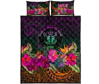Niue Polynesian Quilt Bed Set - Summer Hibiscus