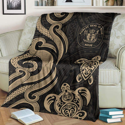 Niue Premium Blanket - Gold Tentacle Turtle