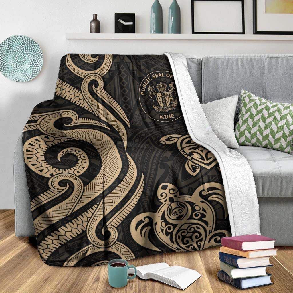 Niue Premium Blanket - Gold Tentacle Turtle