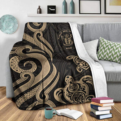 Niue Premium Blanket - Gold Tentacle Turtle