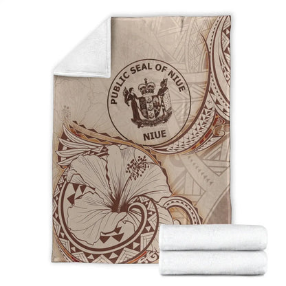 Niue Premium Blanket - Hibiscus Flowers Vintage Style