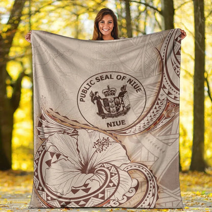 Niue Premium Blanket - Hibiscus Flowers Vintage Style