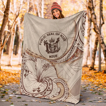Niue Premium Blanket - Hibiscus Flowers Vintage Style