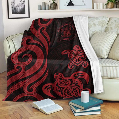 Niue Premium Blanket - Red Tentacle Turtle
