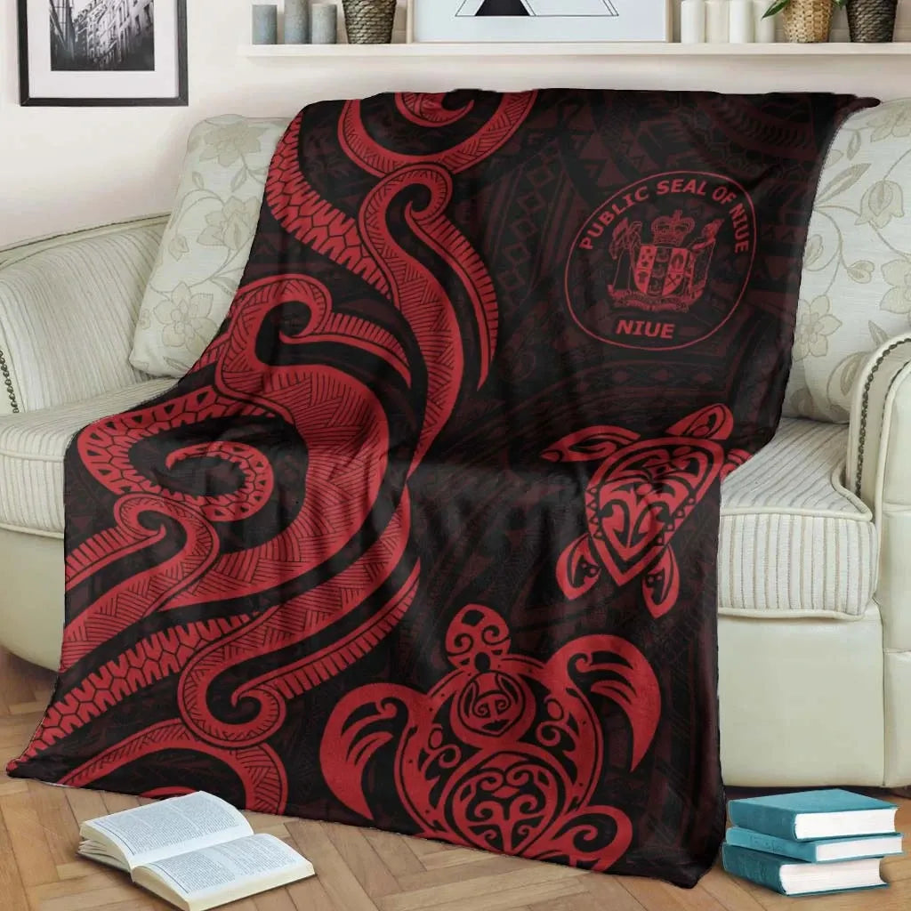 Niue Premium Blanket - Red Tentacle Turtle