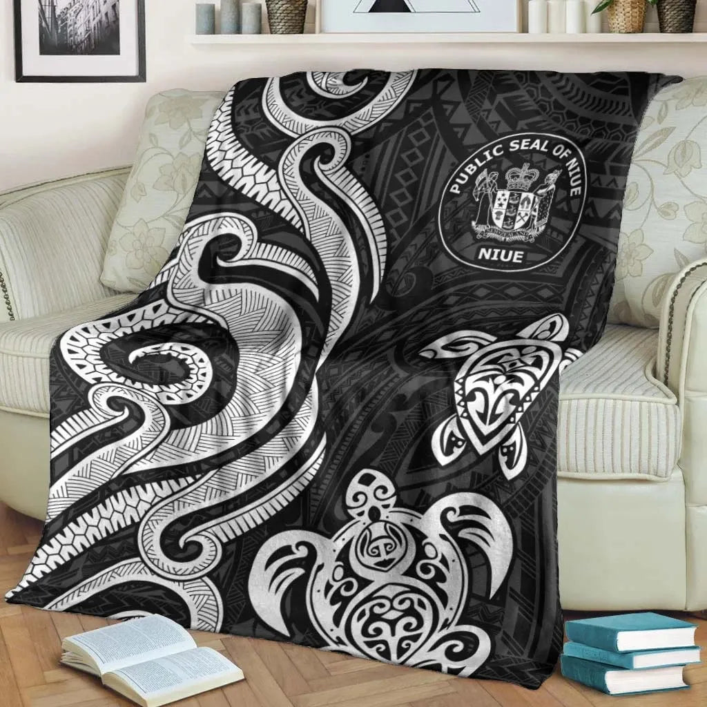 Niue Premium Blanket - White Tentacle Turtle