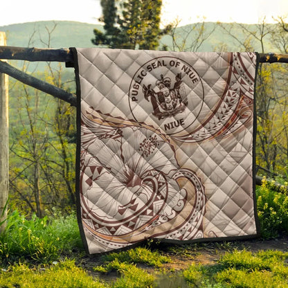 Niue Premium Quilt - Hibiscus Flowers Vintage Style
